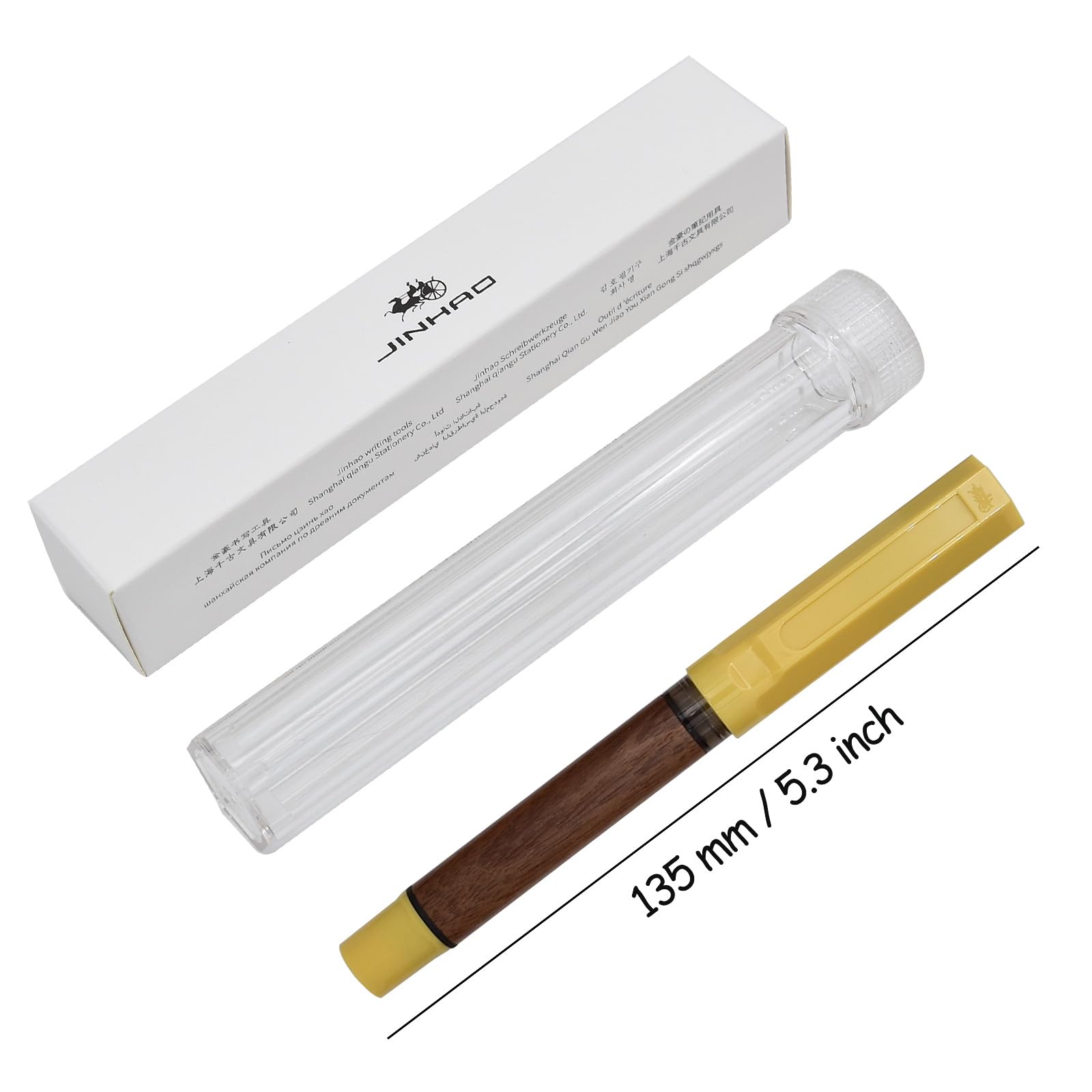 SIPLIV Jinhao 62 Wood Fountain Pen Fine Nib Ink Pen with Ink Converter for School Office Smooth Writing Pens - Yellow - Image 3