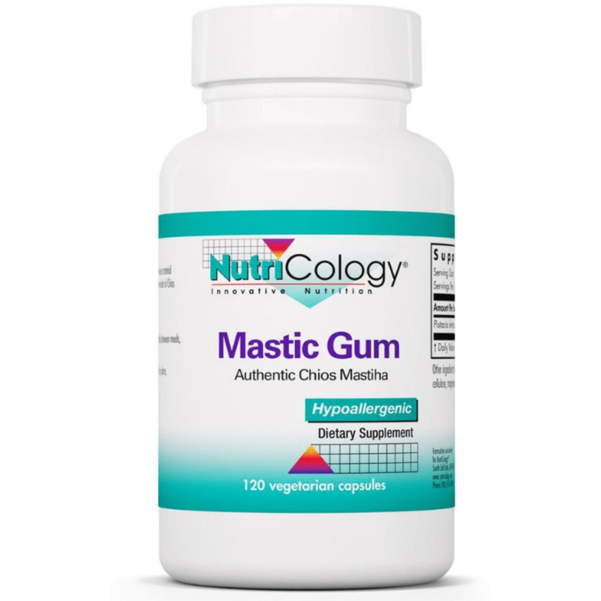Nutricology, Mastic Gum (Mastix), 500mg, 120 Capsules végétaliennes, Végétarien, Sans Gluten, Sans Soja, Sans OGM