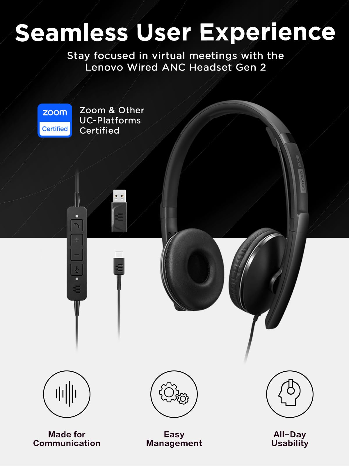 Amazon.co.jp: Lenovo(レノボ) 有線 ANC ヘッドセット USB-C