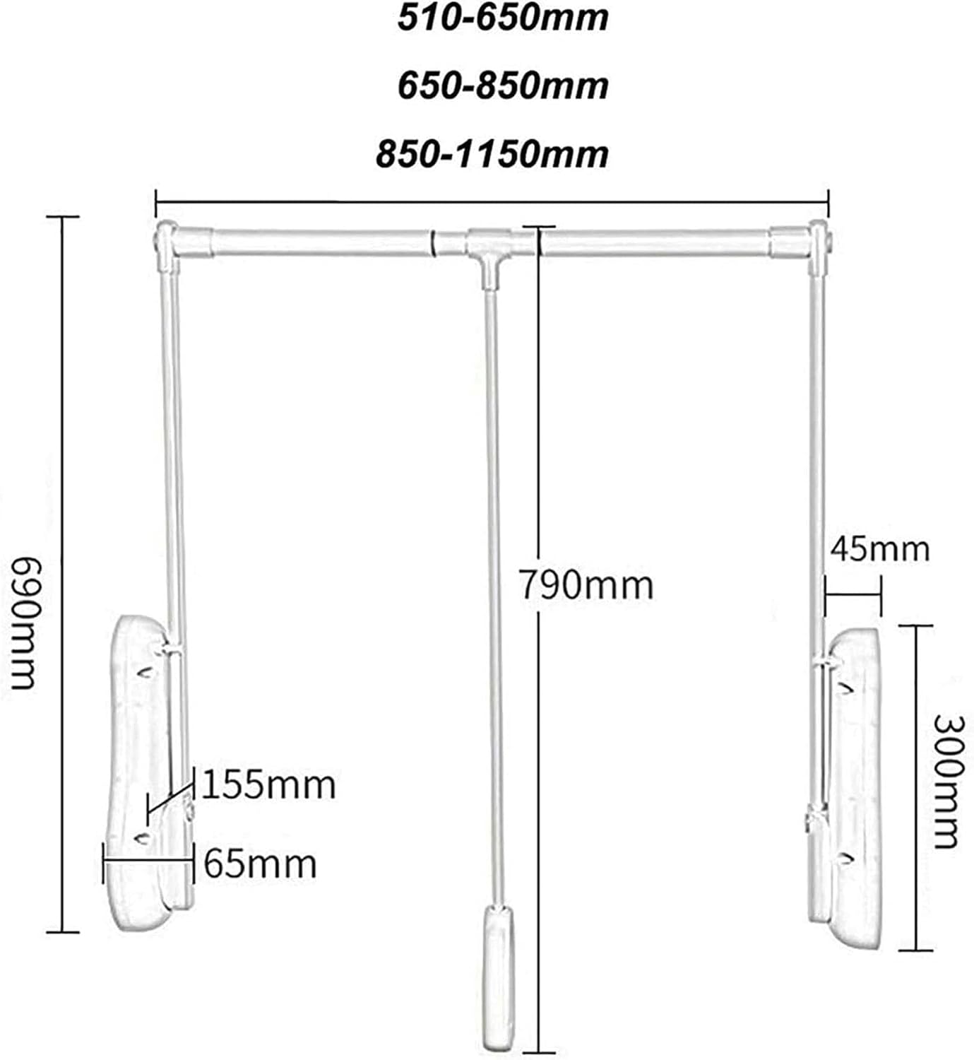 Pull-Down Closet Rod for Hanging Clothes, Retractable Closet Lifting Hanger, Closet Organizer, Space-Saving and Load-Bearing 20kg