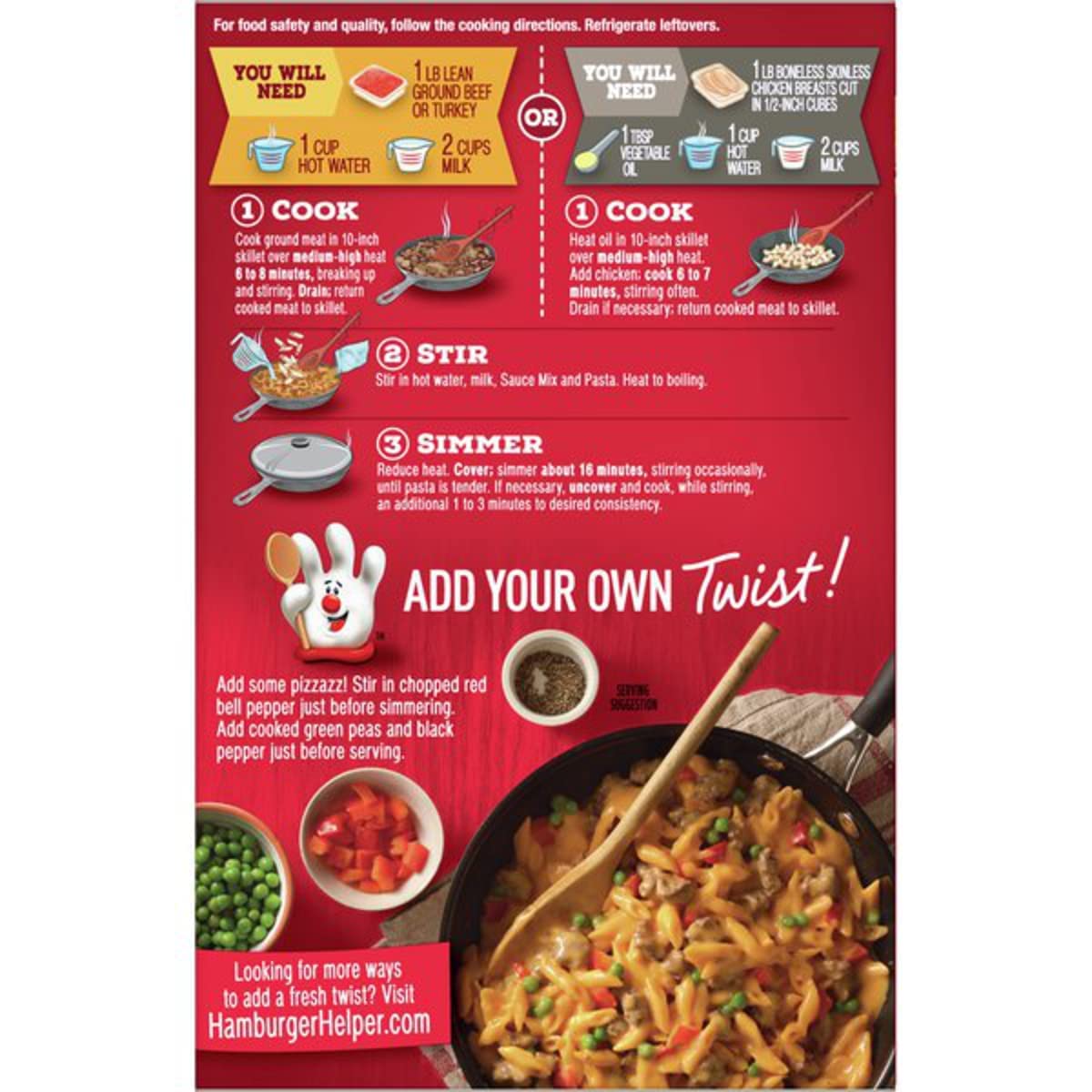 Betty Crocker Cheeseburger Macaroni, Cheesy Enchilada, and Three Cheese