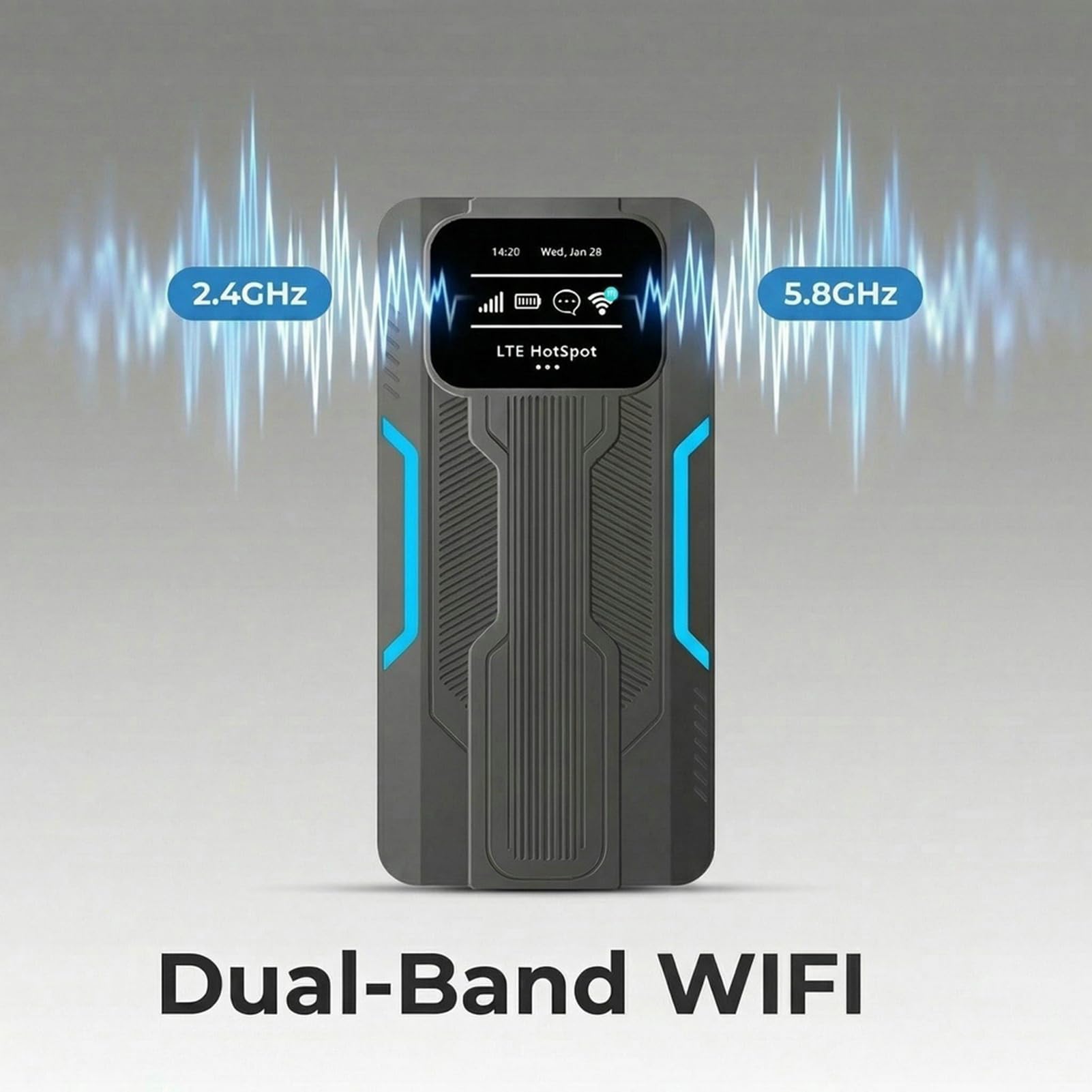 Routeur WiFi LTE Portable, Point d'accès Mobile ABS Double Bande 4G 300 Mbps 10 000 MAh avec écran HD, Charge Inversée pour Les Voyages, Les Voitures, Les Bureaux, Les Utilisateurs
