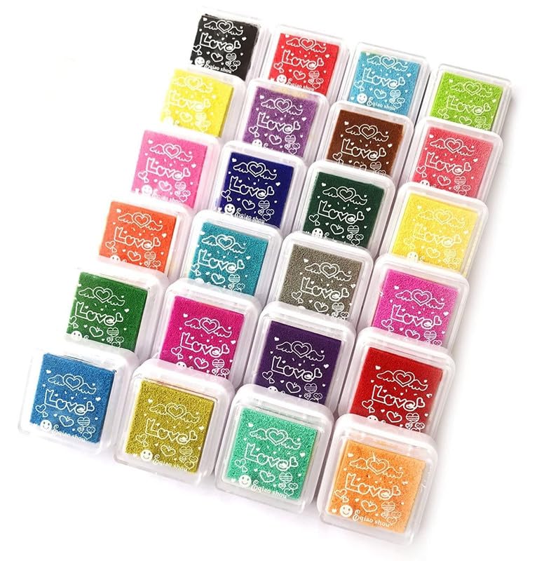 Stationery Supply Nagar Finger Craft Ink Pads, 24 Colors Craft Ink Pads for Rubber Stamps, Paper, Scrapbooking, Wood, Fabric, Best Gift for Kids-image-23