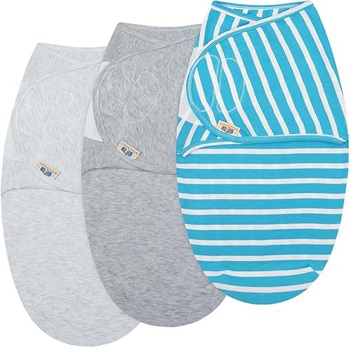 Miniatura 8 de BlueSnail Manta ultrasuave para recién nacidos, de fácil envoltura, con velcro, ajustable de algodón para bebé (gris jaspeado)