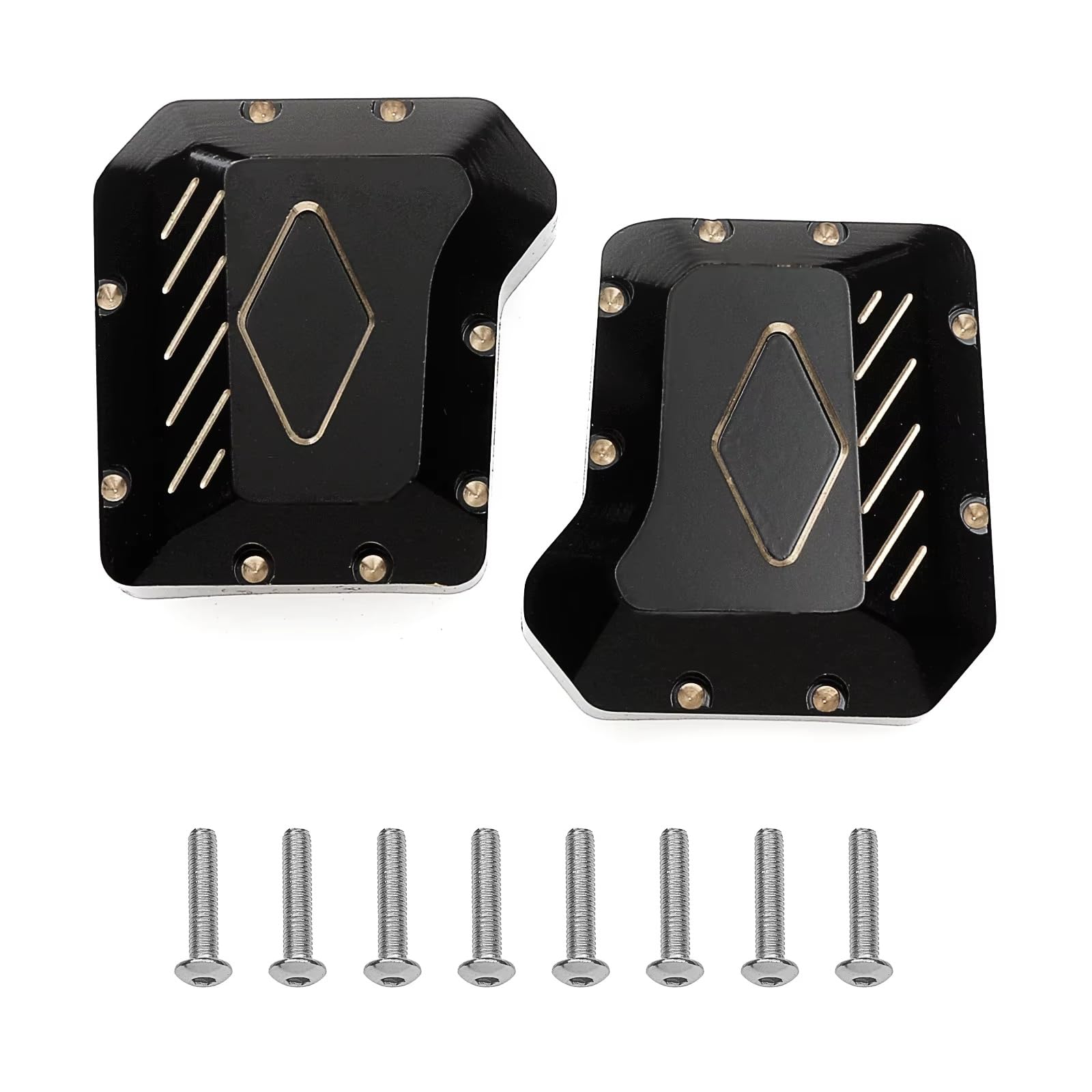 Compatible con Traxxas para TRX4 para TRX6 1/10 RC Crawler Car Piezas 2 Piezas Cubierta De Diferencial De Latón Negro Cubierta De Carcasa De Eje Delantero Y Trasero reemplazo RC