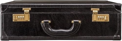Miniatura 3 de Maxwell Scott Mens Quality Leather Large Attaché Briefcase The Buroni Handmade In Italy Night Black