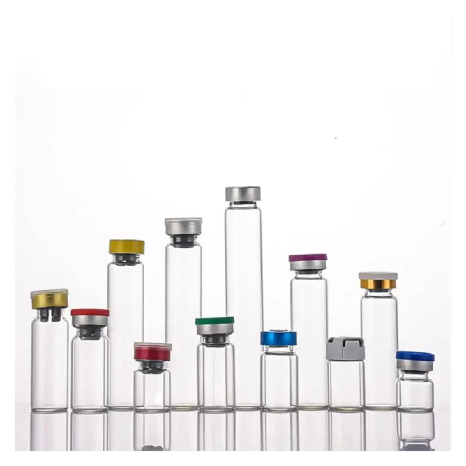 100 Stück Fläschchen mit Deckel, Glasflaschen(2ml/13mm)