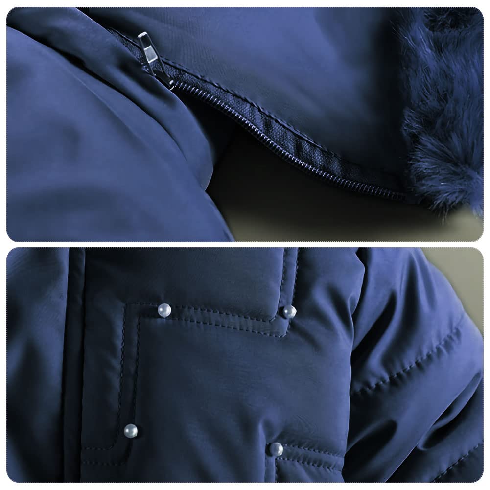 Vêtements Fille Polaire Epaisse Doudoune avec Fourrure Col Capuche Mode Tunique Manteau Enfants Coupe-vent Chauds Veste pour Âge 5-13 Ans