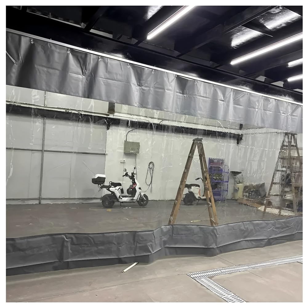 GJZQDKX Industrial Wash Bay Curtains with Eyelets, Tear-Resistant Tarpaulin Waterproof Door Curtain Push-Pull Partition Curtain, Divider Panel Partition for Workshops Pergola(Gray,1.5x2m/4.9x6.6ft)