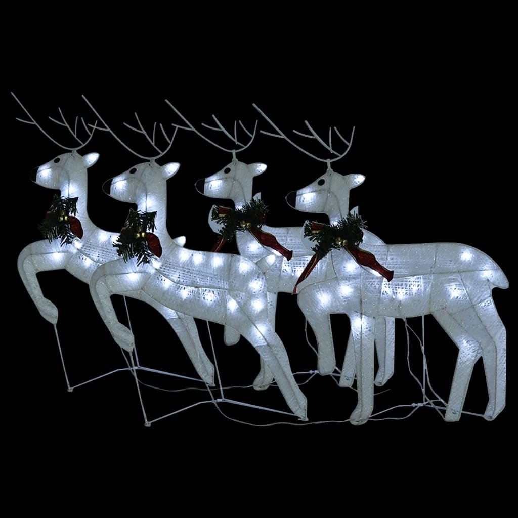 vidaXL 4X LED Rentier Beleuchtet Weihnachtsbeleuchtung Weihnachtsdeko Weihnachten Dekofigur Weihnachtsdekoration Outdoor Weiß 80 LEDs
