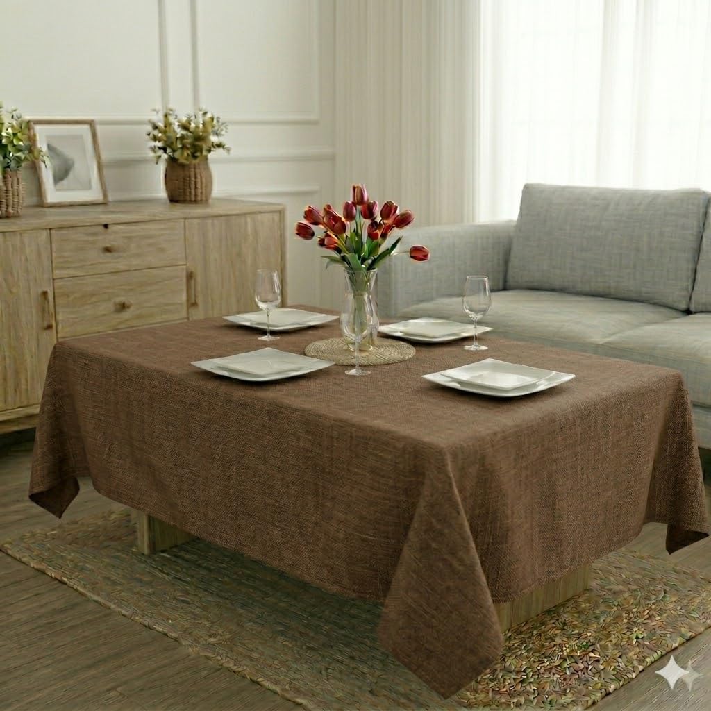 CASA-NEST Jute Rectangular Table Cover, 36 x 54 Inches, Brown, Heat Resistant, Solid Color, Perfect for Dining Table, Wedding, Christmas, All Season-image-12