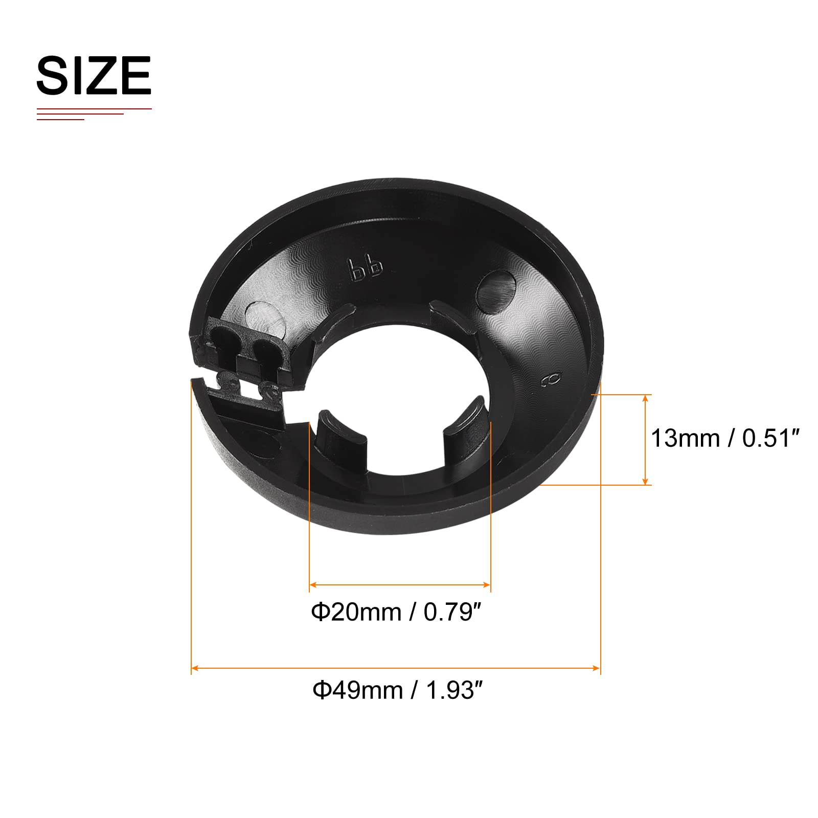 DTGN 49x13mm(DxT) Pipe Cover Decoration - 10Pack - Good for Bathroom Kitchen 20mm Dia Pipe - PP Plastic Escutcheon - Black - Image 2