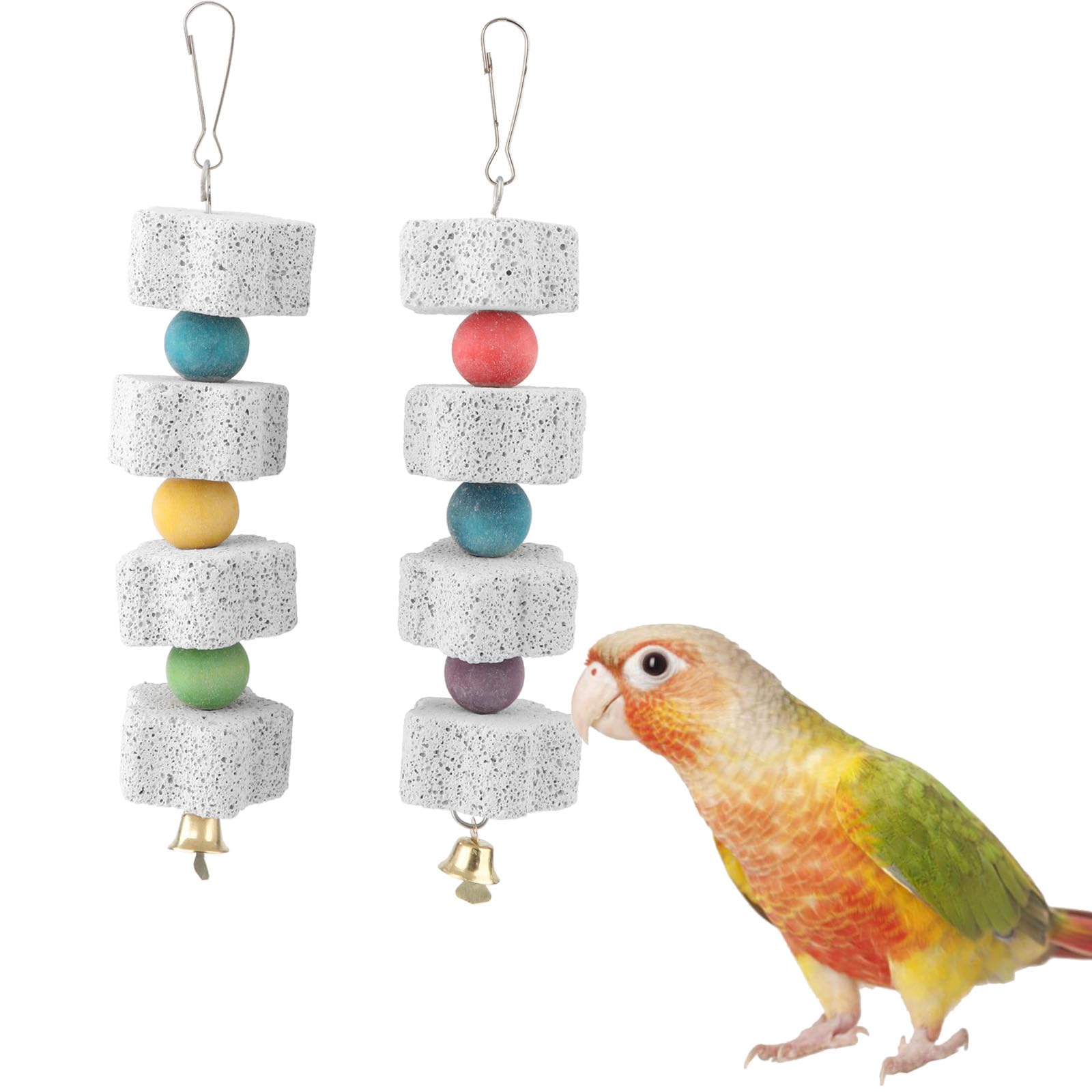 Hypeety Colorful Parrot Calcium Teeth Mouth Molar Grinding Stone Parakeet Parrot Budgie Cockatiel Cage Toy Hammock Swing Toy Hanging Toy Parrot