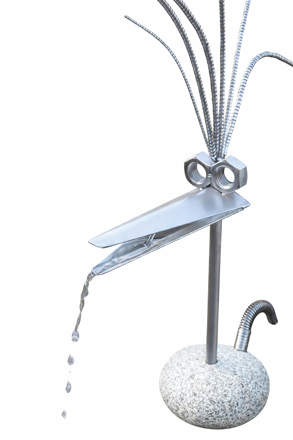 Wasserspeier 50cm Edelstahl Vogel, Steinvogel,Granitvogel V2A incl. Pumpe