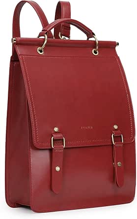 ECOSUSI Vegan Leather Backpack Women Vintage Laptop Bookbag College Rucksack Bag for 14 inches Laptop