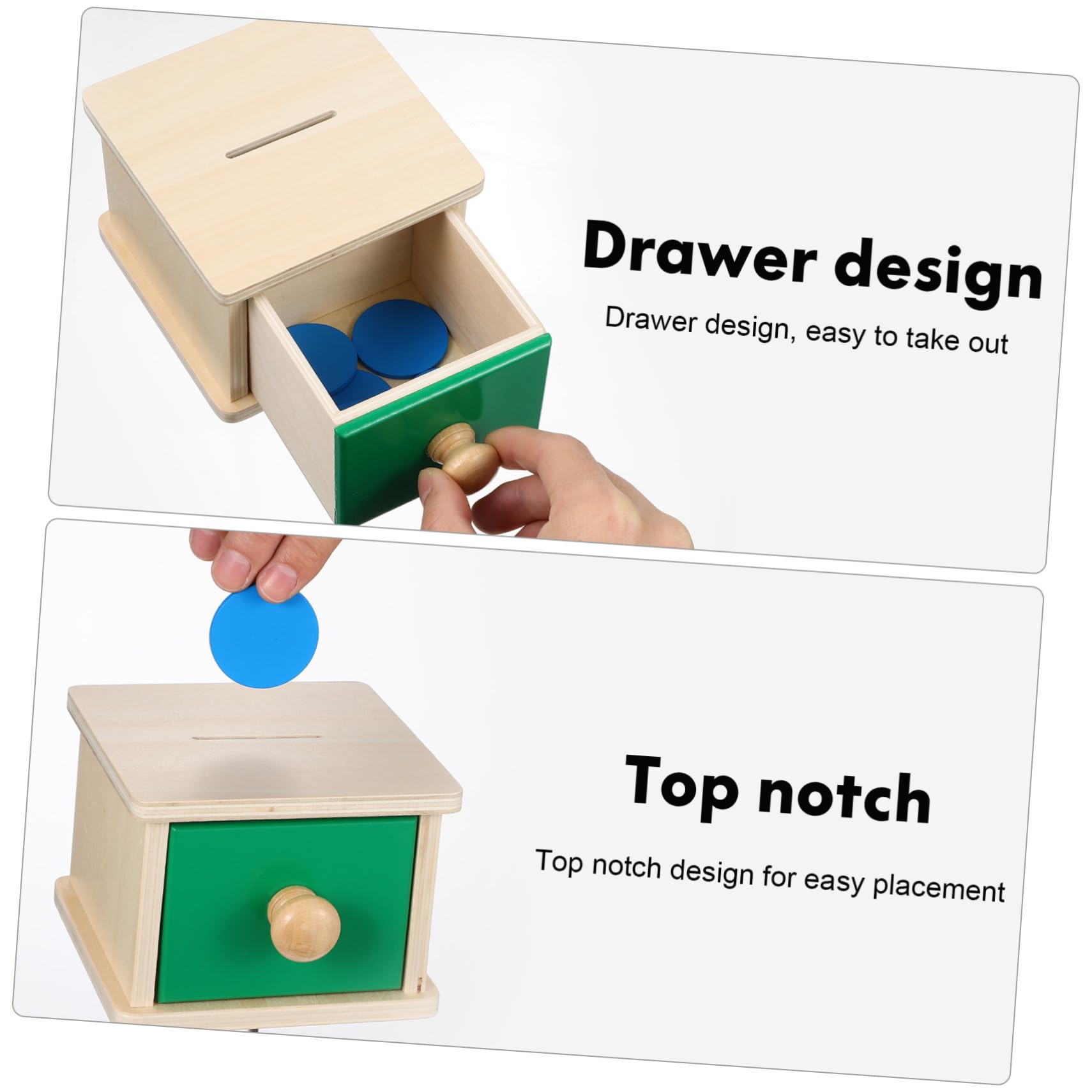 FRCOLOR 2juego Panel de Caja de Monedas Cuadrado con Tablero de Rompecabezas Geométrico de Madera para Juguetes Educativos Primera Infancia Actividades de Clasificación y Bloques
