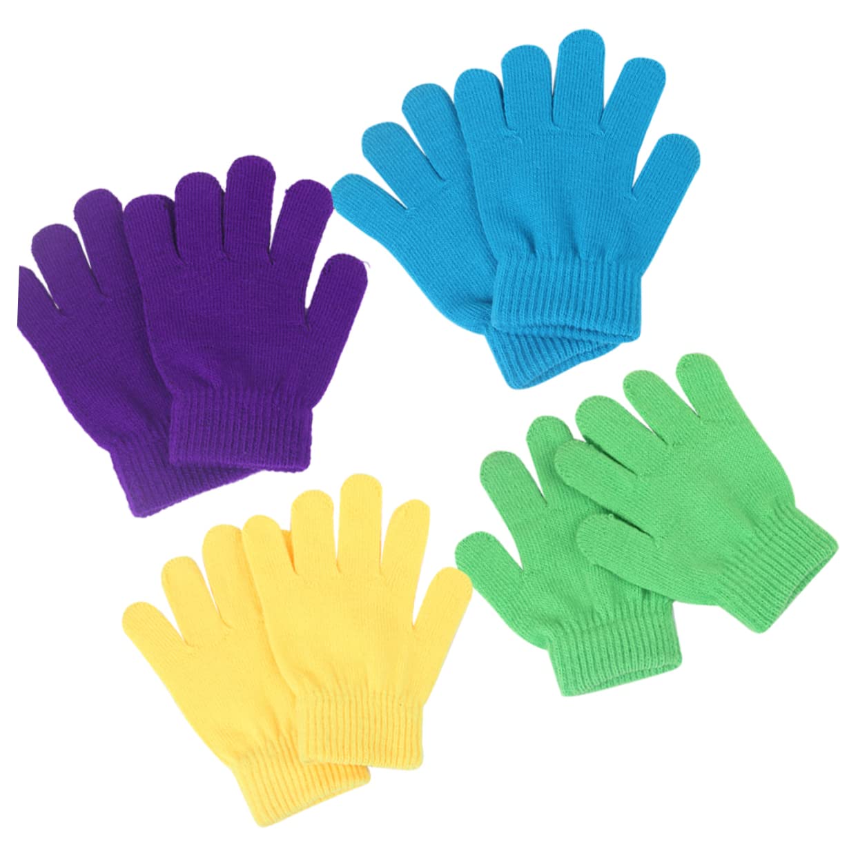 Holibanna 2sets Boys and Girls Gloves Full Fingers Warm Stretchy Comfortable for 4pairs*2 Random Color