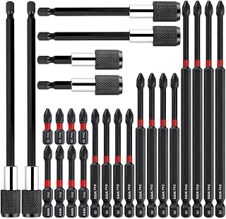 20Pcs PH2 1/4 Hex Shank Screwdriver Impact Bit Set, Power Tools Accessories, Bits For Impact Driver, With 6Pcs Black Self-Locking Long Extension Rod 1/4 Quick Release Shank