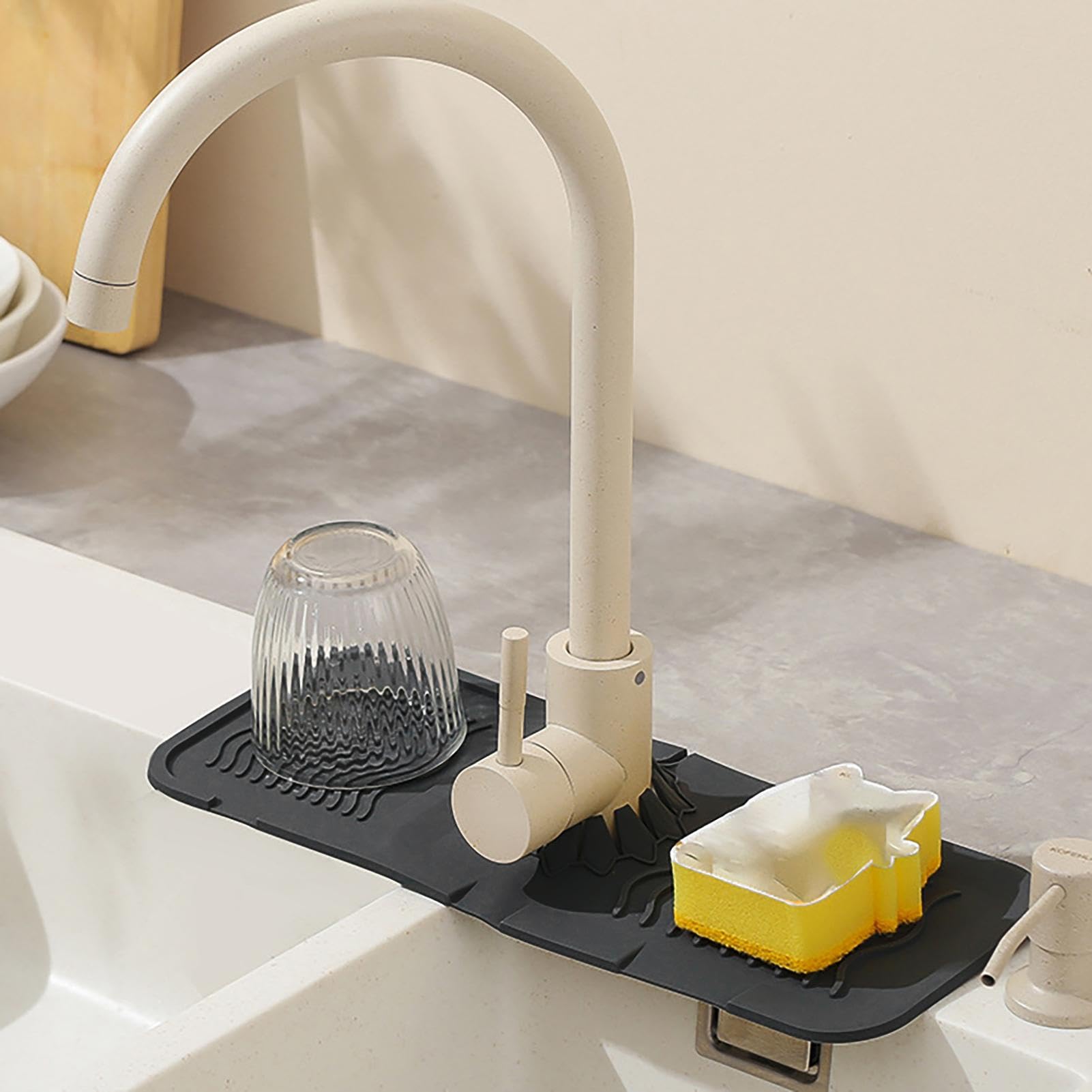 Spoelbak Spatscherm | Anti-spat siliconen kraanmat voor aanrecht | Multifunctioneel gootsteenafvoerkussen achter kraan voor keuken-badkamer-aanrechtblad