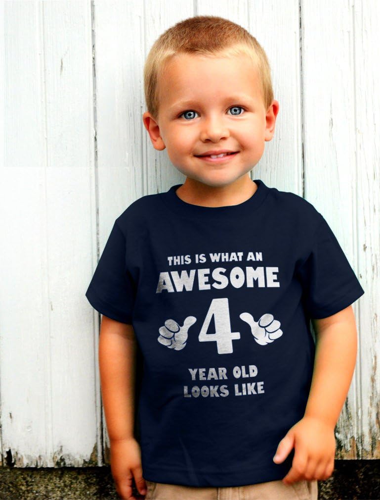 Tstars Awesome 4 Year Old Shirt - Fun 4th Birthday Tee Gift for Toddler Boys and Girls, Kids Birthday Outfit
