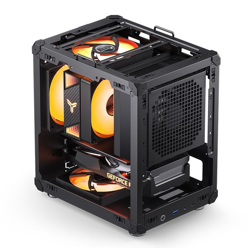 Jonsbo C6-ITX Case PC Mini-Tower Nero – compatto, Mini-ITX, GPU fino a 255 mm, dissipatore CPU fino a 75 mm, fino a 3 ventole, USB-C frontale I/O