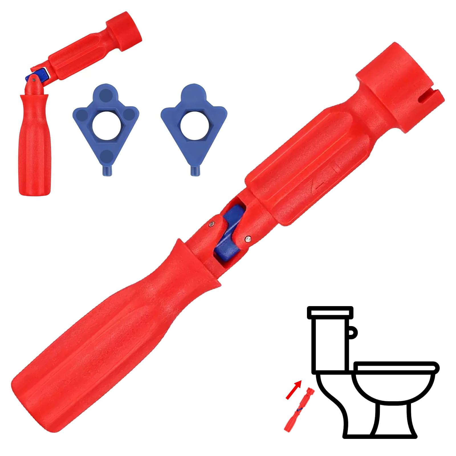Rthynti Toilet Seat Spanner Plumbing Tools, Toilet Seat Tightening Tool with Replacement Heads, Toilet Seat Installation Key for Removal Installation and Repair