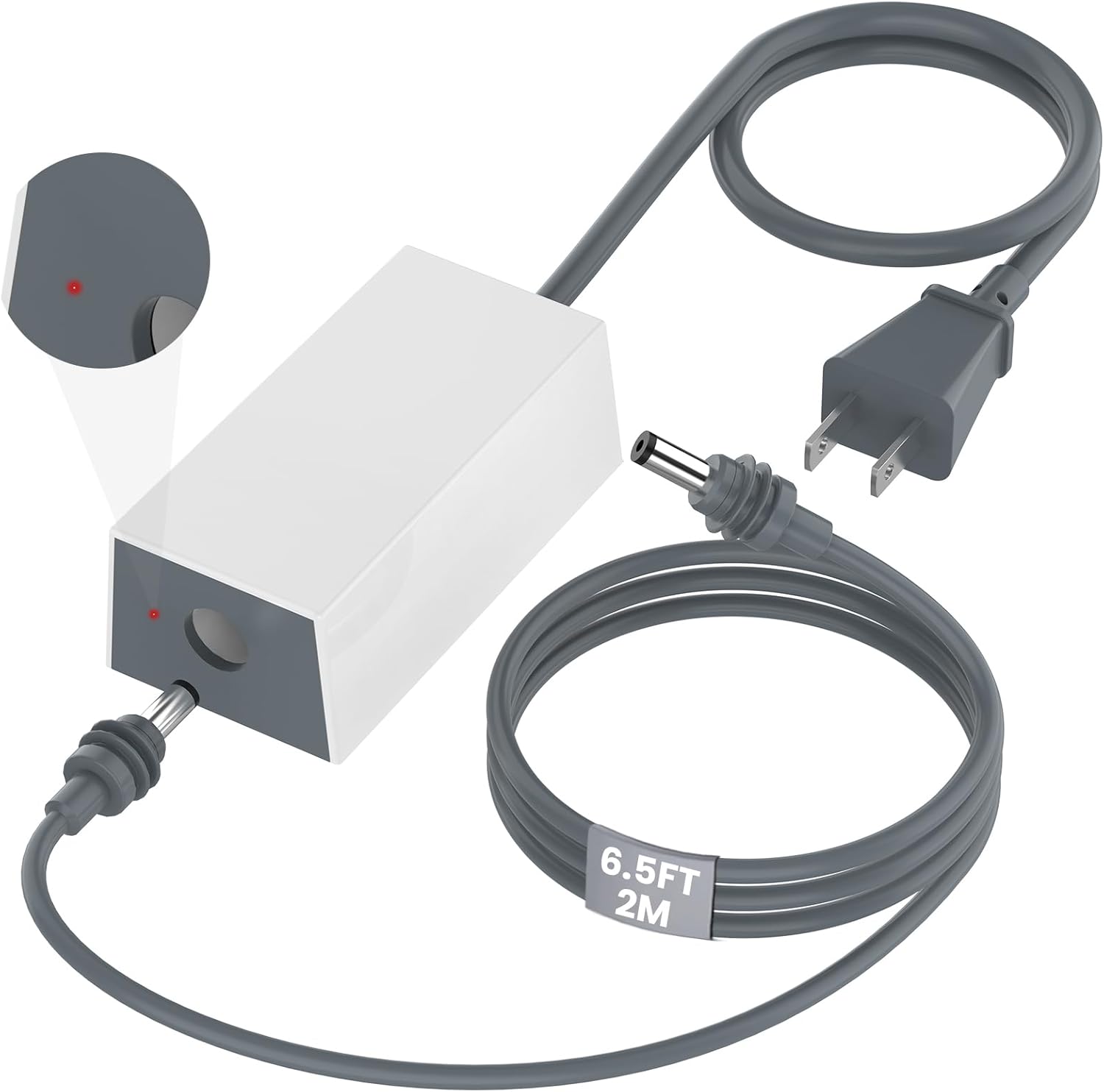 Starlink Mini Power Supply & Accessories, Official Replacement 60W AC Adapter with 5.5FT Power Cord & 6.5FT Detachable DC Cable with LED Light Indicator for Starlink Mini Dish
