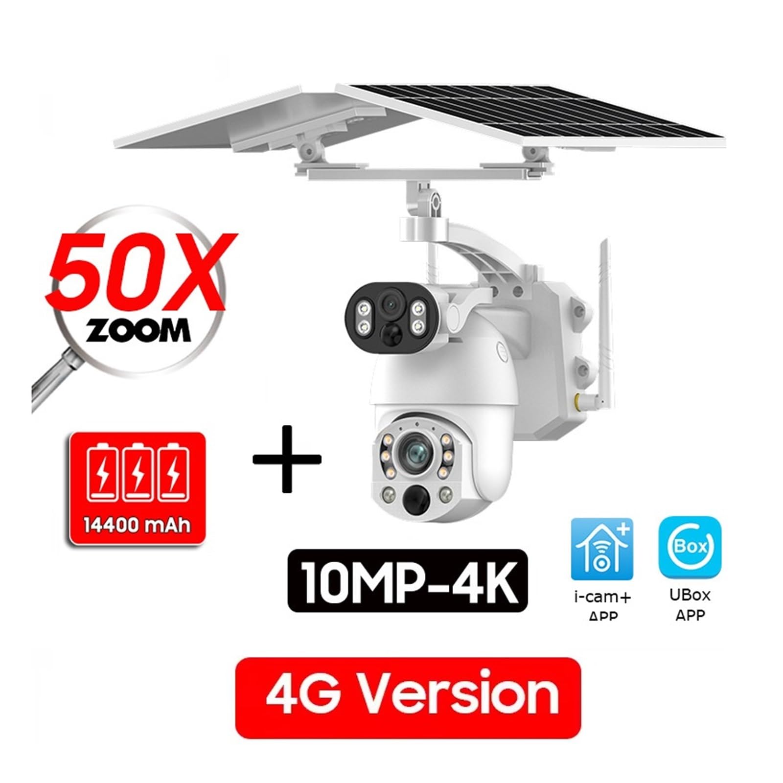 4K 50X Zoom Ottico Doppio Schermo Telecamera Solare Di Sicurezza 4G Wireless Sorveglianza Esterna WiFi PTZ Rilevamento Movimento Tracking IP Cam