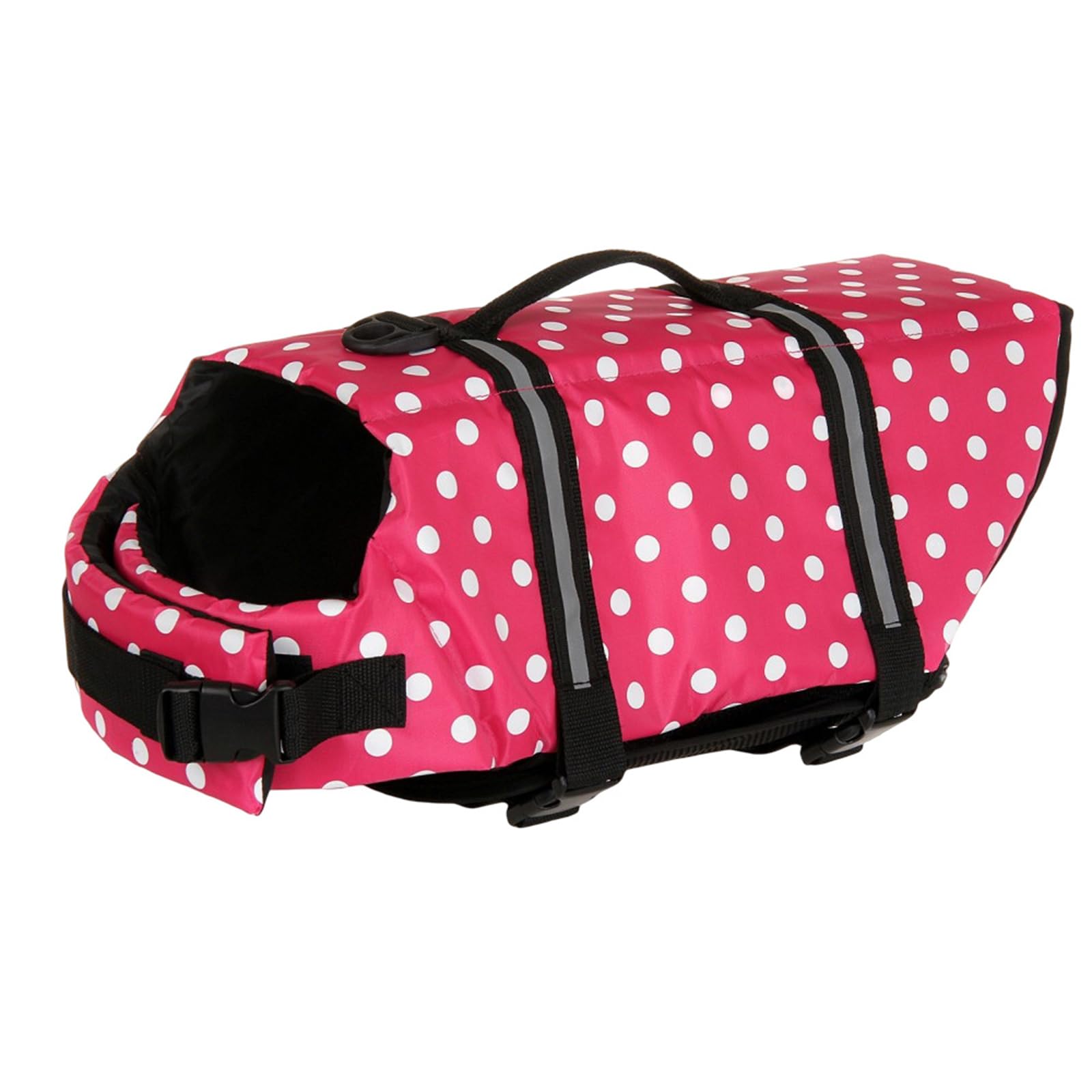 FANSU Dog Life Jacket Adjustable, Safety Floatation Vest Coat-Pet Life Preserver with Handle-for Swimming, Surfing, Boating for Small Dog Puppy Large Dog (XS,Pink Dots)