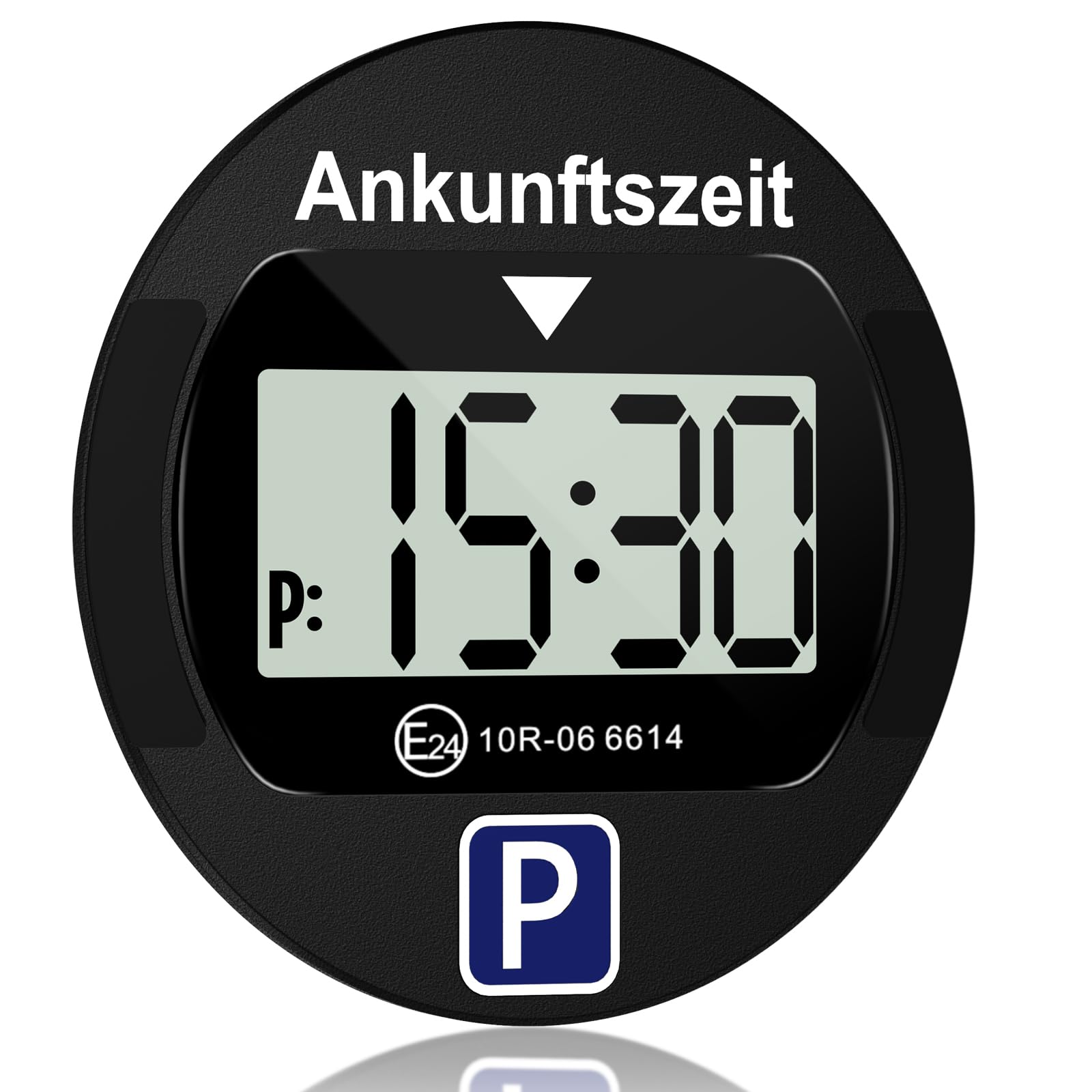TEOV Elektronische Parkscheibe mit Zulassung KBA fürs Auto - Digitale Parkuhr mit Nachtmodus und Taktungseinstellung, Großer Bildschirm, präzise Zeitmessung, Rund.Schwarz.