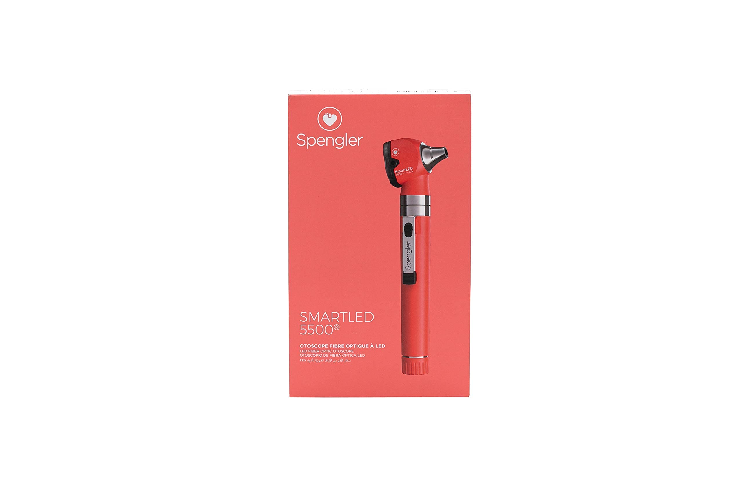 SPENGLER Smartled 5500, Otoscopio de Diagnostico Medico, Tecnología LED y Fibra Optica, Ultra-Brillante, Reproducción Perfecta del Color (Coral)