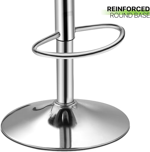 Miniatura 10 de Magshion Juego de 2 taburetes giratorios de plástico con respaldo alto con almohadilla de asiento de piel sintética, elevador de aire cromado con