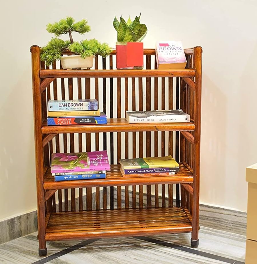 Wood Bamboo Book Rack, Shoe, Planter, Kitchen, Office File (4 Shelf)-picture-23