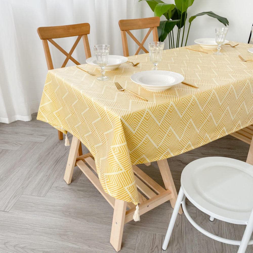 Nappe de Table Rectangulaire Antitache Linge de Coton Moderne Anti Chaud Nappes Ciree Imperméable et Anti Taches Jaune B 130 × 220cm