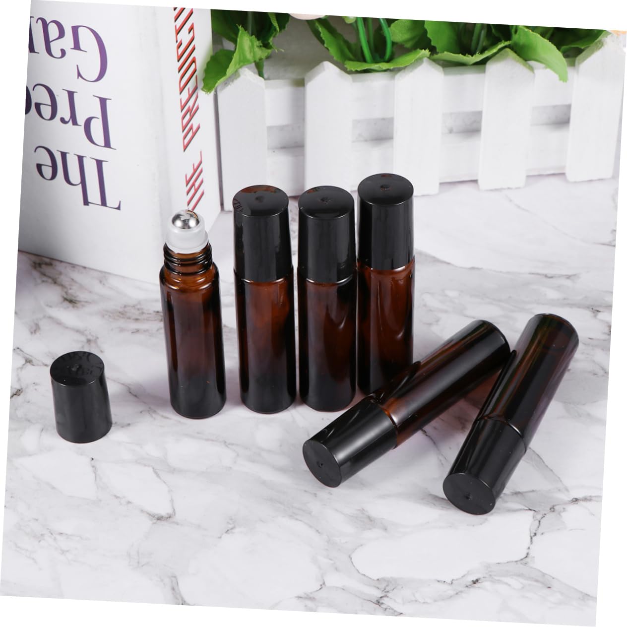 POPETPOP Flacons Roll-on en Verre Marron 10ml Rechargeables, Lot de 24