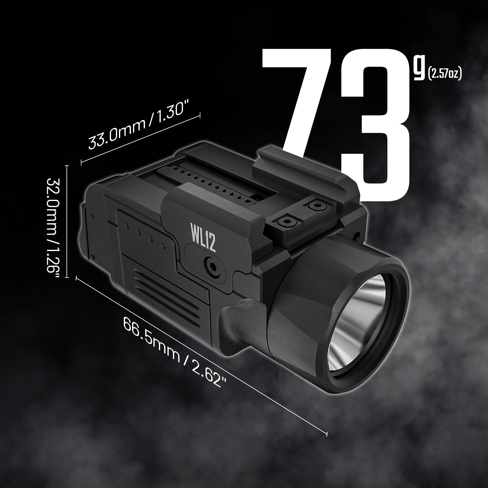 AIMWIN WL12 Lampe LED Puissante 650 Lumens Longue Portée 410 Mètres 42000 Candela Rechargeable Magnétique Compacte pour Rail Standard GL/Picatinny 1913