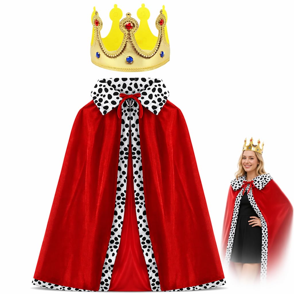 XcnPer King Costume, Ringmaster and Lord Farquaad Fancy Dress, British Icons and Greatest Showman Themed Outfits, Royal Cape and Crown Set for Costume Parties and Theater Performances