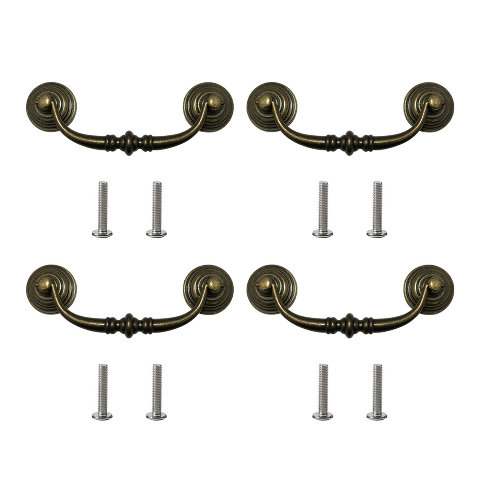 4Pieces Sturdy Antique Styles Bail Pulls Hole Center Decoration for Dressers Wardrobes and Cupboards Decorative Pulls