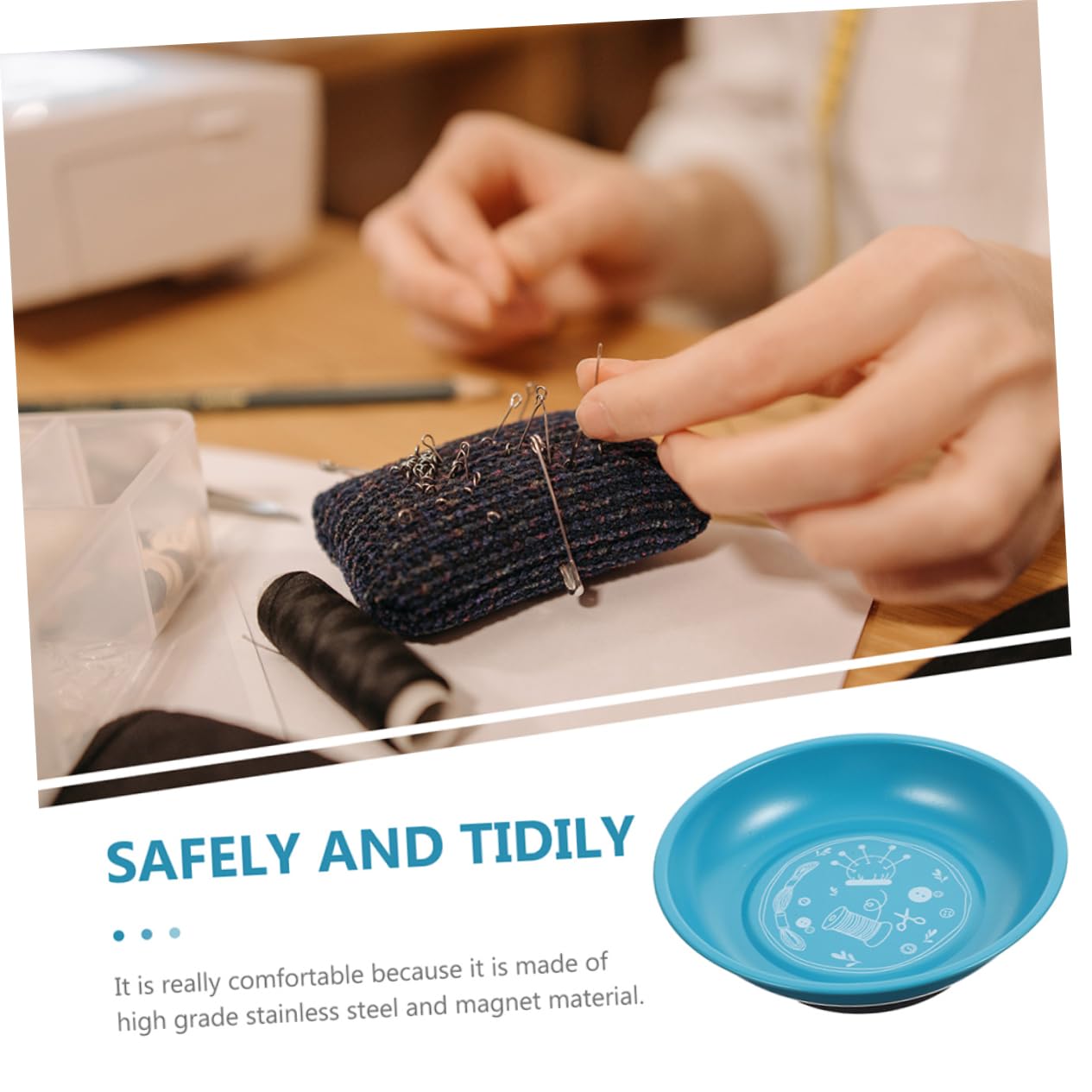 Packung Magnetische Nadelbox als Nähnadel Organizer, Blau Gelb