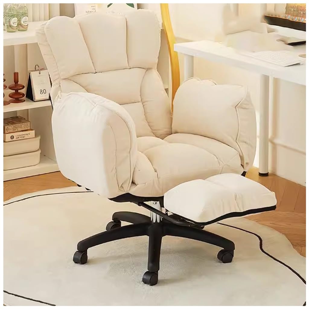 Krzesła akcentujące krzesło gamingowe ergonomiczne domowe krzesła biurowe Leniwa sofa z kółkami, fotel do nauki komputerowej, fotel oparcie, siedzisko biurkowe do salonu, sypialni (kolor: beżowy z