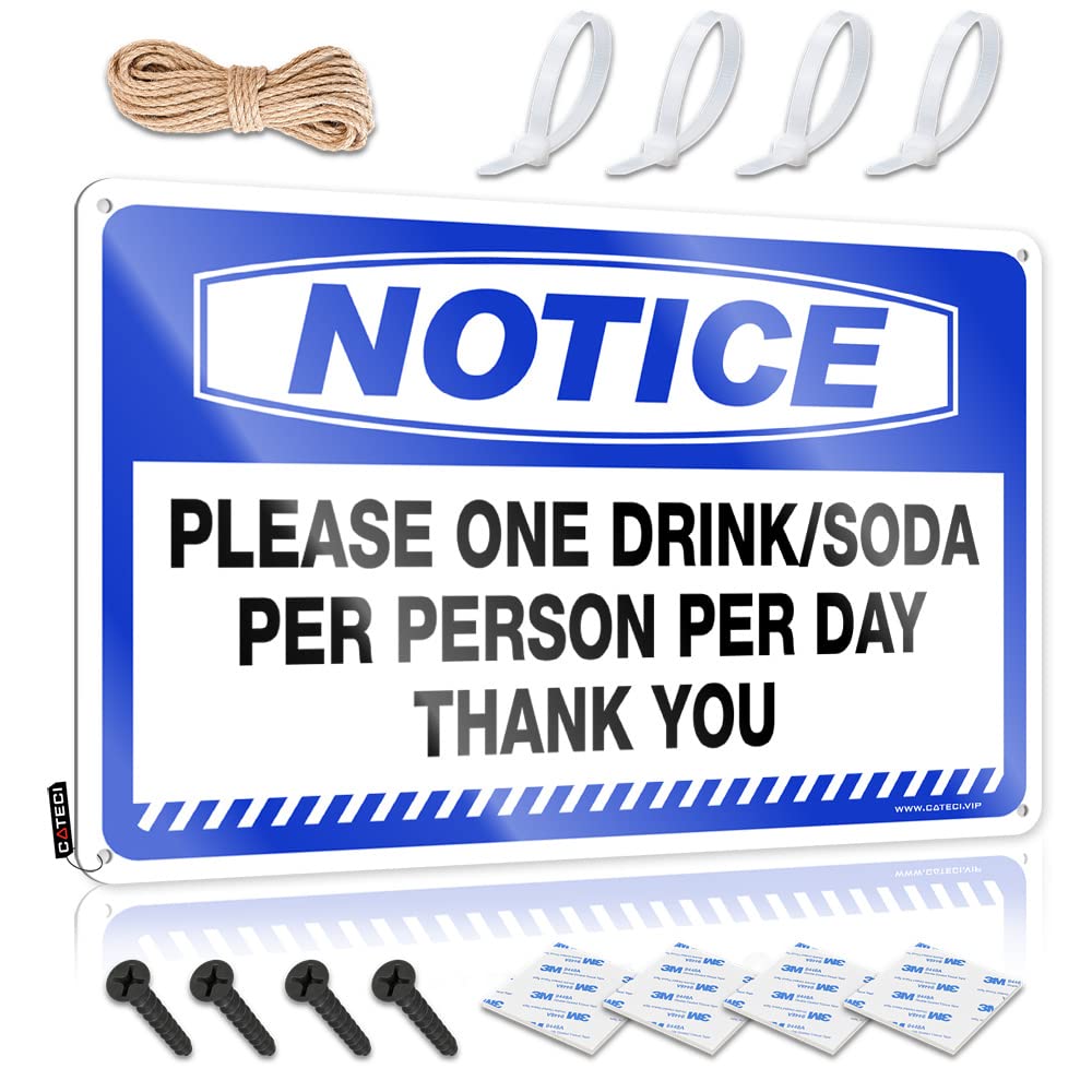 Man Cave Signs For Men Notice Please One Drink/Soda Per Person Per Day Thank You Tin Sign Sign For Bedroom Door Funny Signs Billiard(30X40CM)