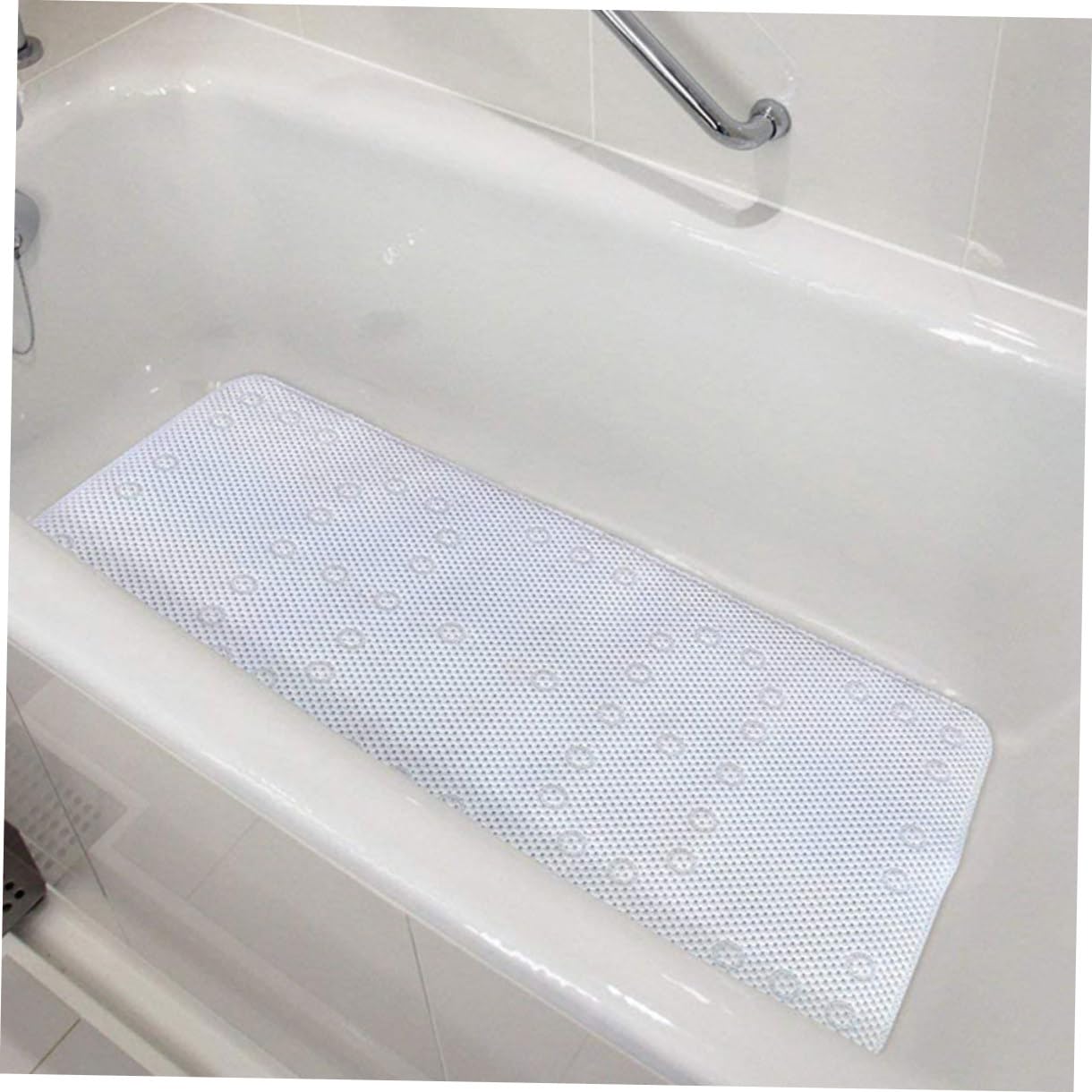 Didiseaon Alfombrilla Color Blanco de PVC Antideslizante de Baño y Diseño Seguro con Orificios de Drenaje para Uso en Ducha y Bañera