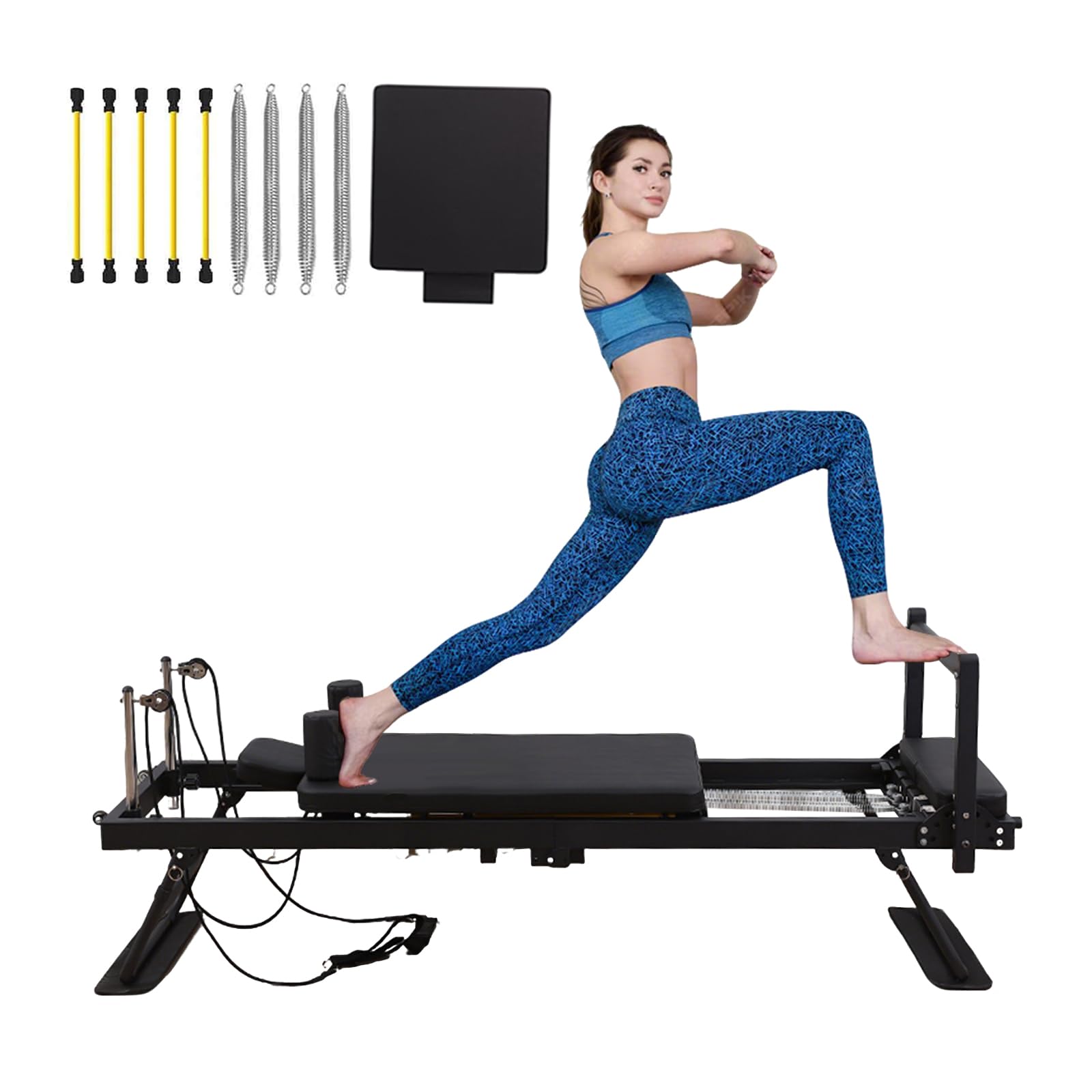 B03 Pilates Reformer Plegable para Entrenamientos Máquina Reformadora de Pilates de Cuerpo Equilibrado con Tabla de Salto para el Hogar y el Gimnasio