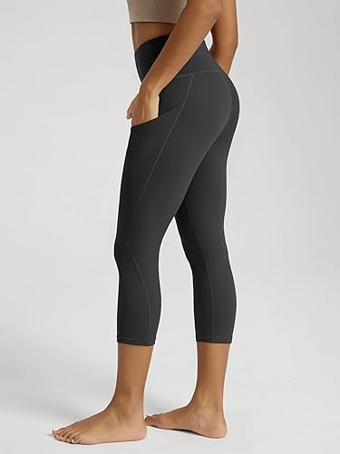 Miniatura 302 de ODODOS - Leggings tipo capri de mujer, no se traslucen y modelan el abdomen, con cintura alta y bolsillos; para hacer yoga, atletismo, ejercicio