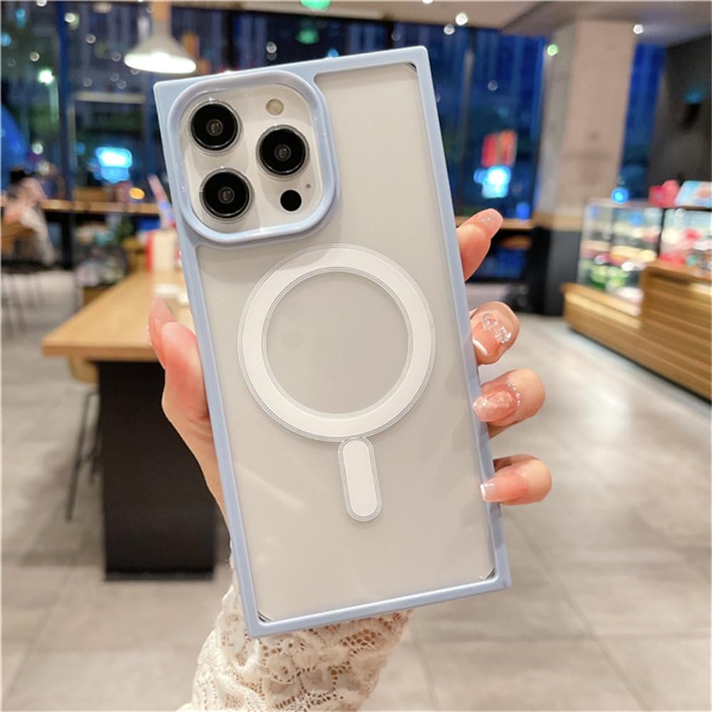 Cadre carré magnétique pour iPhone 14 Plus étui bleu antichoc - 8