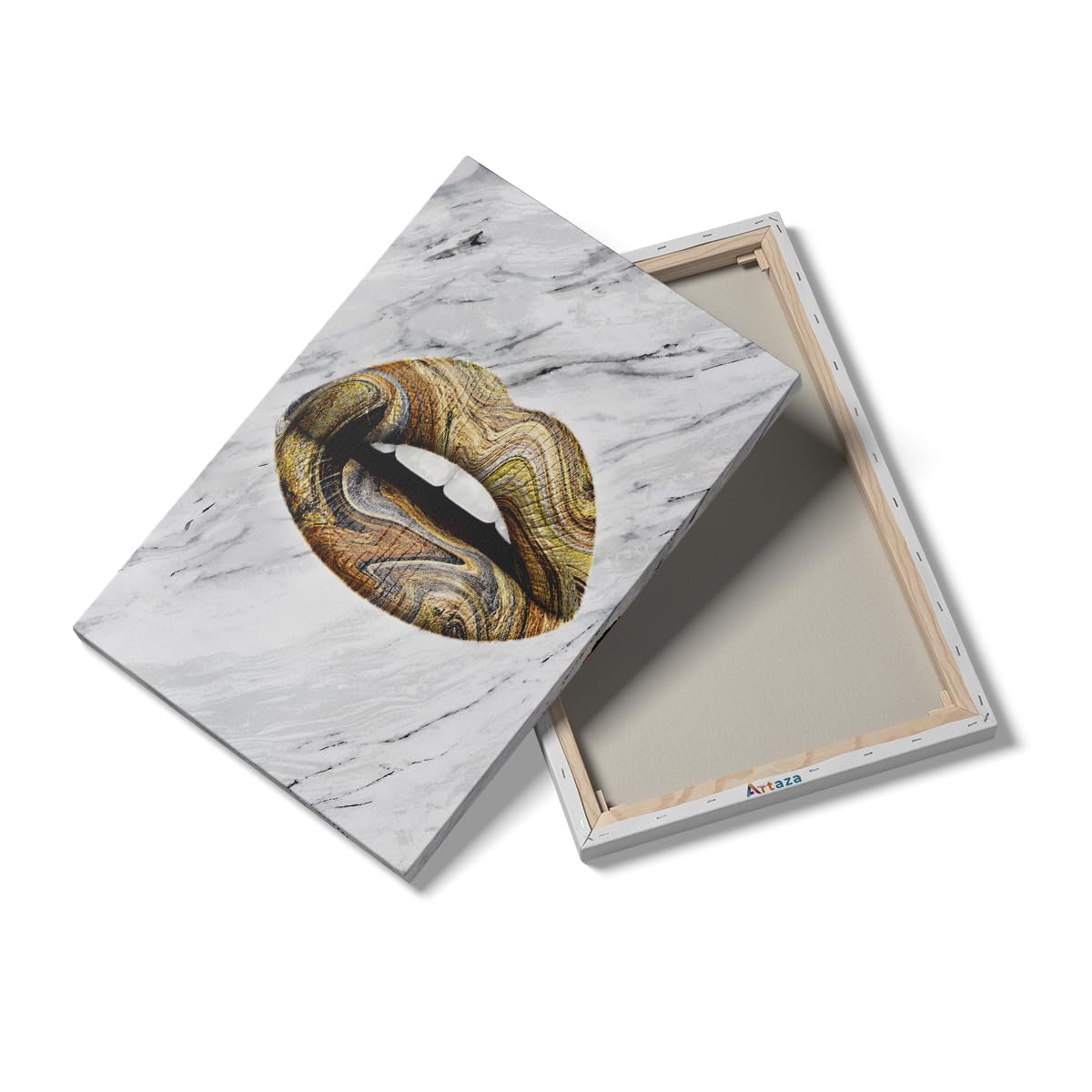 Artaza Cuadros Decoración Salón Modernos Labios Abstractos - 40x60 cm - Cuadros Decorativos Efecto Madera - Decoración Pared Baño - Lienzos Arte Moderno