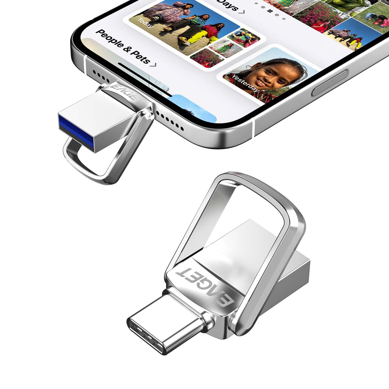EAGET USBメモリ 32GB Type-C USB3.0 最大150MB/s 小型 USB-A/USB-C 両対応 デュアルUSBメモリ Android iPhone iPad Mac対応 写真・動画保存 データ移行 高耐久メタルボディ