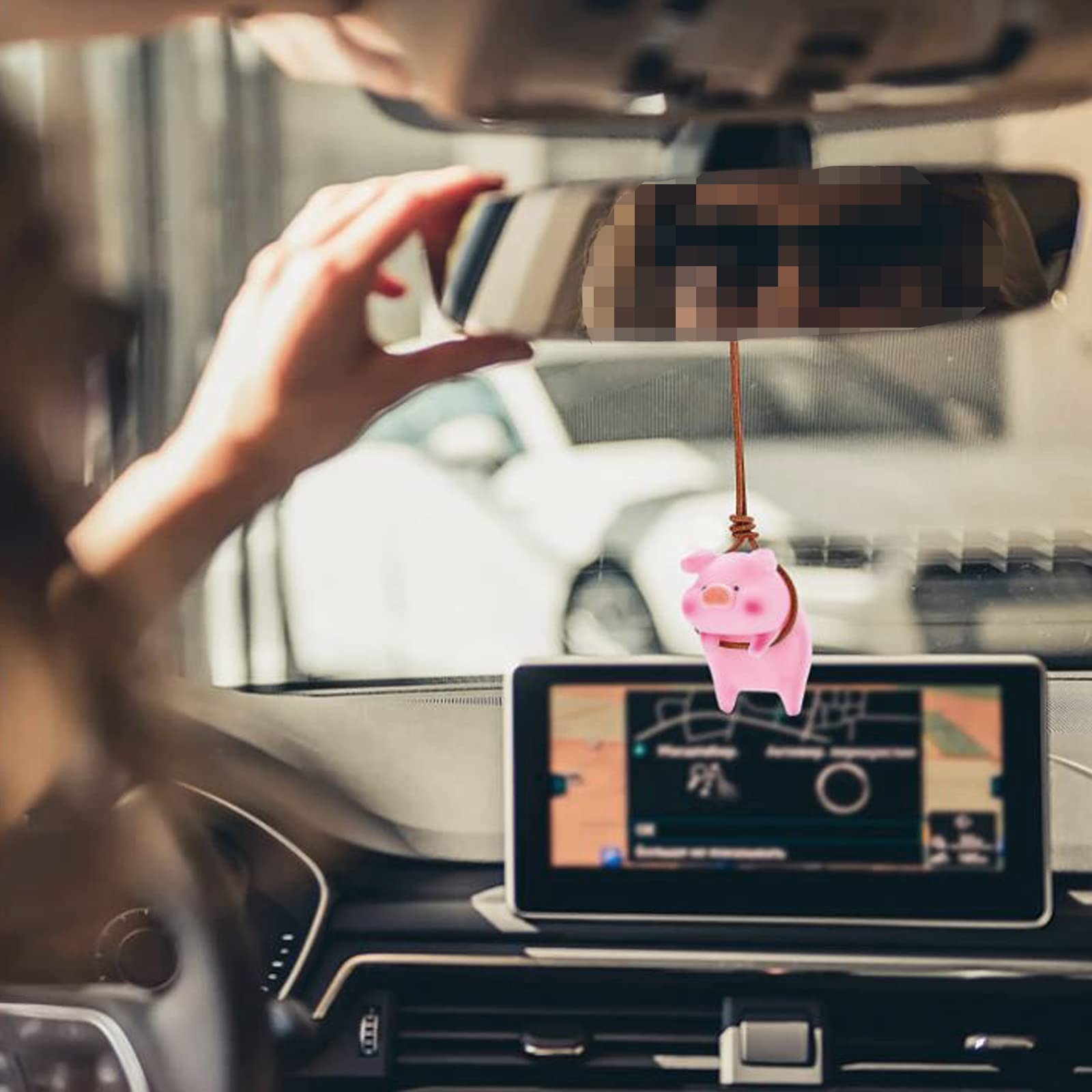 Swinging Pig Car Hanging Ornament For Rearview Mirror - View #3