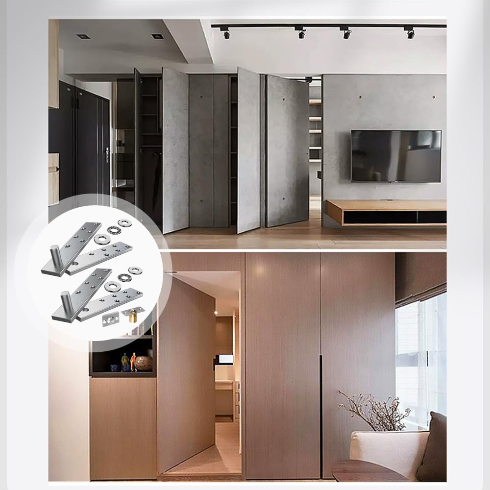 Bisagra de Puerta Oculta de Acero Inoxidable, Plata | Bisagra Pivotante para Puerta Oculta Giratoria de 360, Soportar de 136 kg para Pesada Puertas Secretas Invisibles Librerías