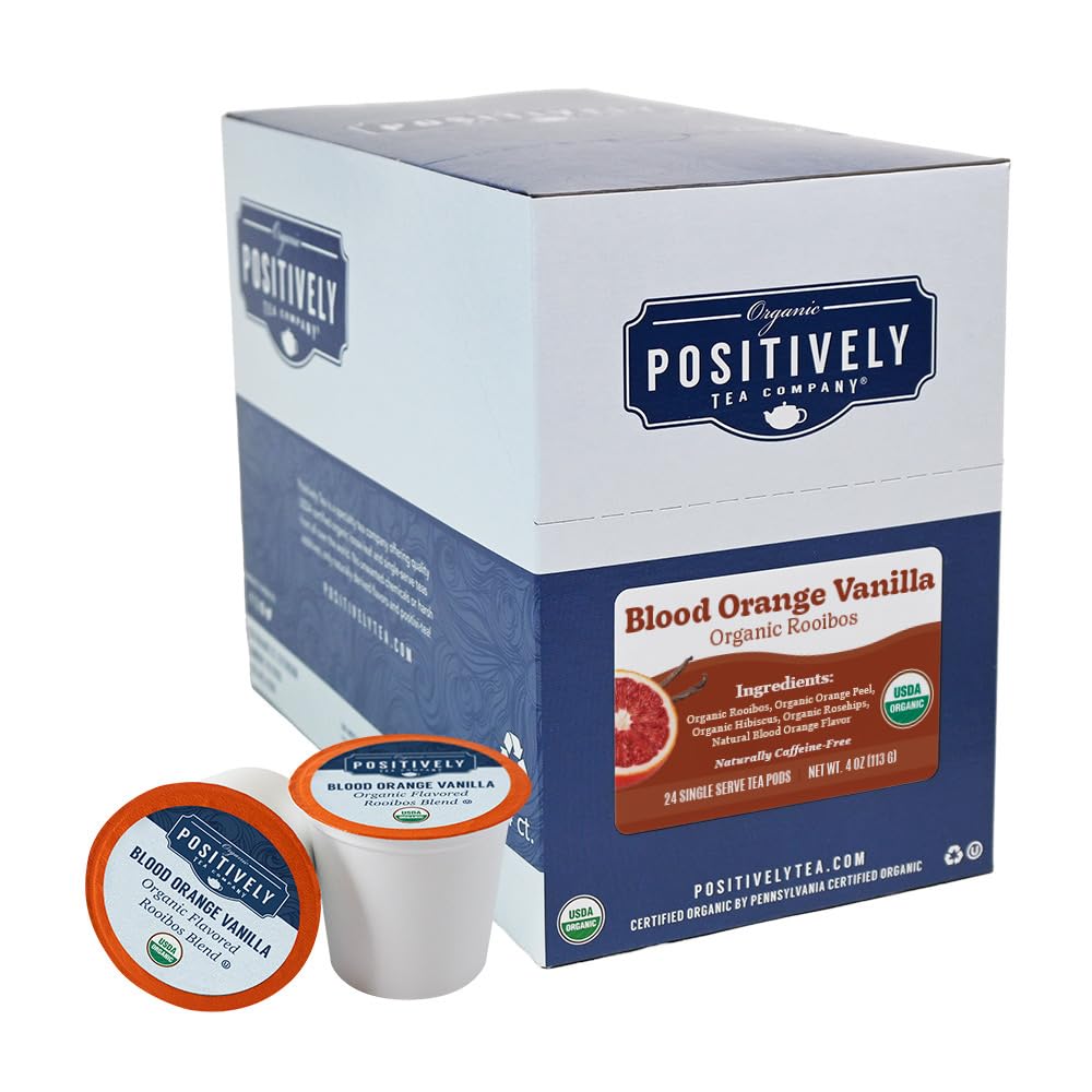 Organic Positively Tea Company, Blood Orange Vanilla Rooibos Tea, K-Cup Compatible, 24 Pods